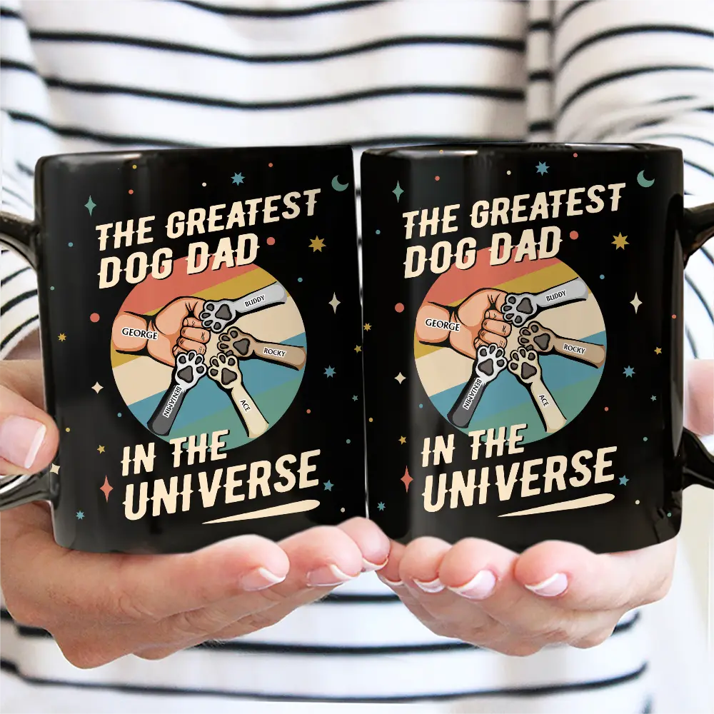Dog Lovers,Pet Lovers,Dog Dad,Pet Dad - The Greatest Dog Dad In The Universe - Personalized Black Mug