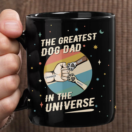 The Greatest Dog Dad In The Universe - Personalized Black Mug