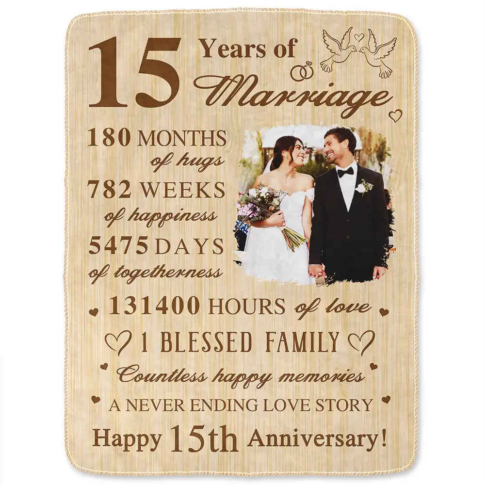 Wedding Anniversary,Gift For Couples,Gift For Husband,Gift For Wife,Happy - Custom Photo Wedding Anniversary Wedding Gift - Personalized Fleece Blanket, Sherpa Blanket