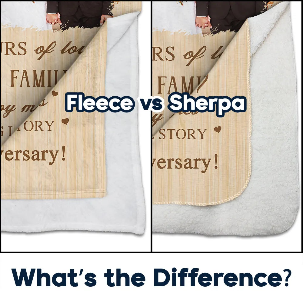 Wedding Anniversary,Gift For Couples,Gift For Husband,Gift For Wife,Happy - Custom Photo Wedding Anniversary Wedding Gift - Personalized Fleece Blanket, Sherpa Blanket