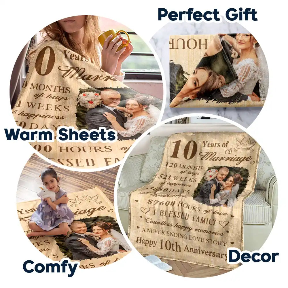 Wedding Anniversary,Gift For Couples,Gift For Husband,Gift For Wife,Happy - Custom Photo Wedding Anniversary Wedding Gift - Personalized Fleece Blanket, Sherpa Blanket