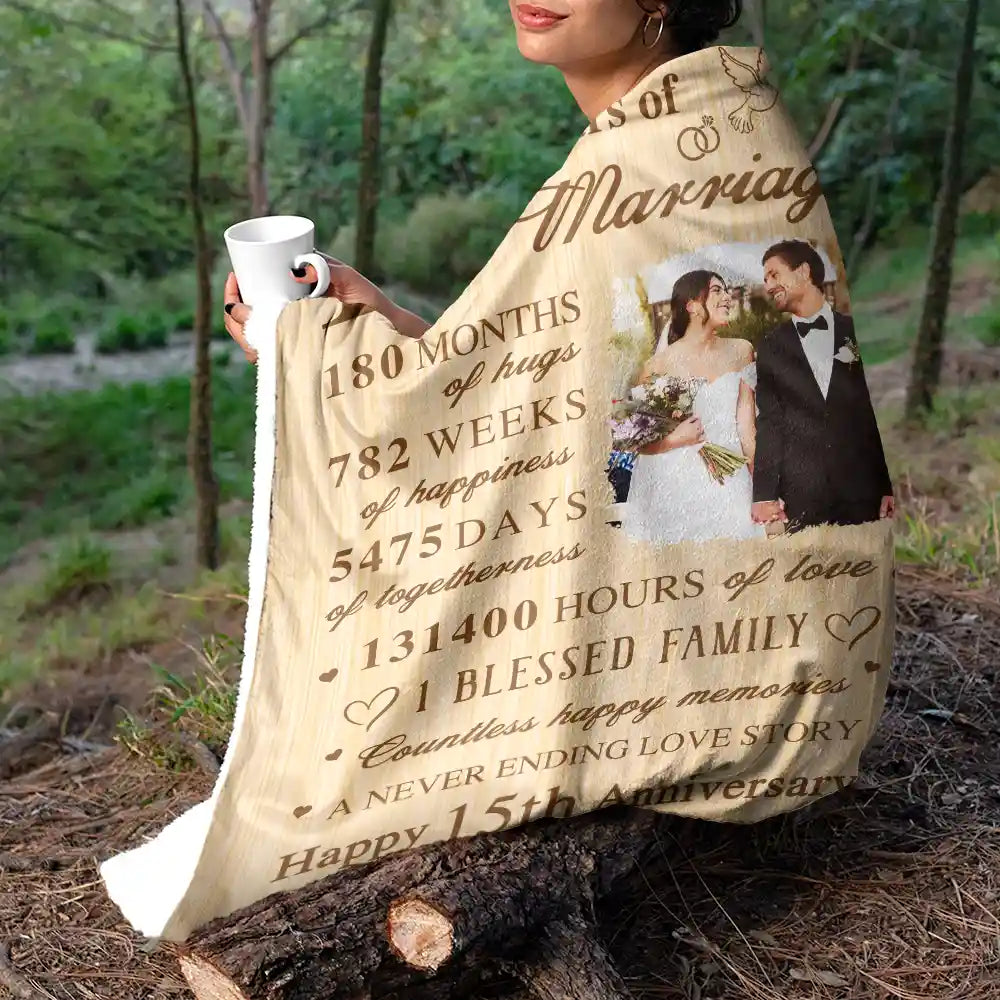 Wedding Anniversary,Gift For Couples,Gift For Husband,Gift For Wife,Happy - Custom Photo Wedding Anniversary Wedding Gift - Personalized Fleece Blanket, Sherpa Blanket