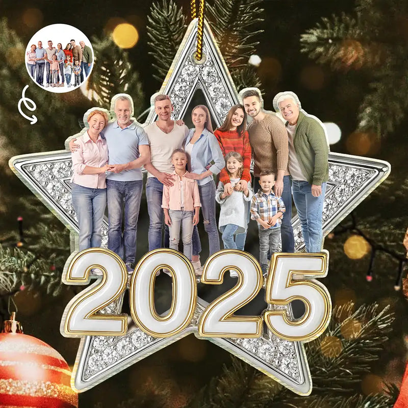 Christmas,Family,Gift For Sibling,Happy - Custom Photo Family Siblings Best Friends Makes Christmas Truly Bright - Personalized Custom Shaped Acrylic Ornament