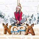 Christmas,Family,Happy - Custom Photo Christmas Pattern Effects With Names - Personalized Custom Shaped Wooden Ornament