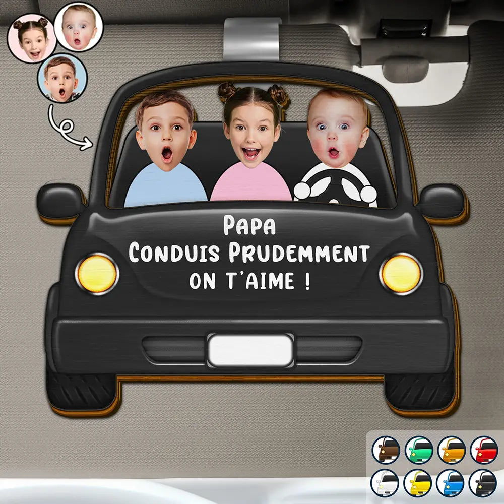 Photo Personnalisable Conduis Prudemment Avec Des Enfants - Clip De Pare-Soleil De Voiture À Forme Spéciale Personnalisé