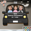 Gift For Husband,Parents,Gift For Yourself,Gift For Men,Gift For Grandpa,Gift For Father,French,Custom Photo,Happy,Gift For Grandparents,French,Non-Eng,Photo - Photo Personnalisable Conduis Prudemment Avec Des Enfants - Clip De Pare-Soleil De Voiture À Forme Spéciale Personnalisé