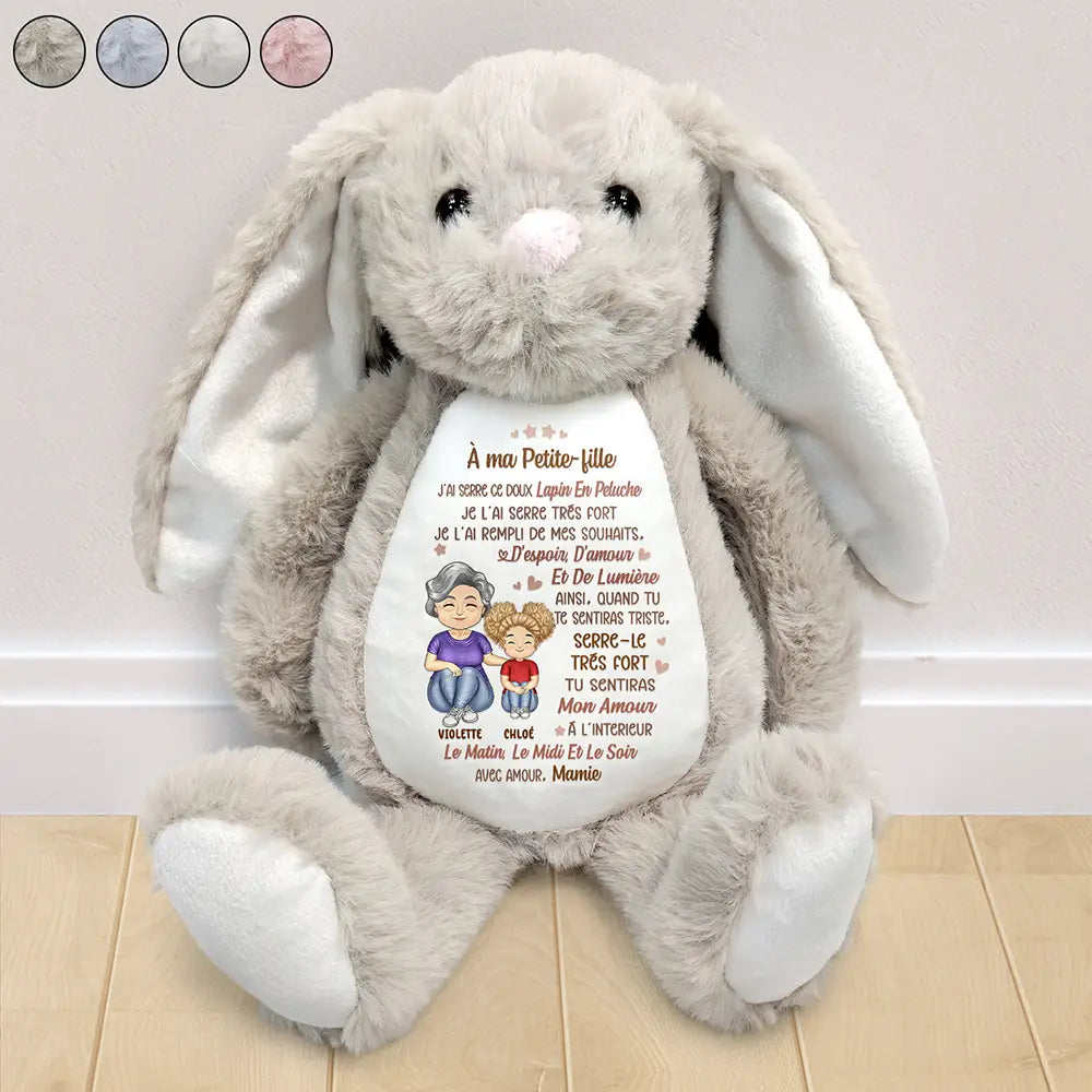 Gift For Kids,Gift For Grandkids,Gift For Daughter,Gift For Son,French,Non-Eng,Vector,Cozy - Je L’ai Rempli De Mes Souhaits Pour Mes Petits-Enfants - Peluche Lapin Personnalisée