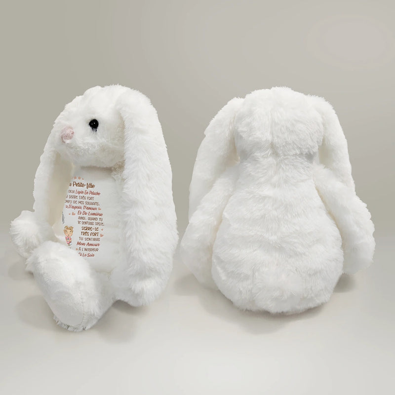 Gift For Kids,Gift For Grandkids,Gift For Daughter,Gift For Son,French,Non-Eng,Vector,Cozy - Je L’ai Rempli De Mes Souhaits Pour Mes Petits-Enfants - Peluche Lapin Personnalisée