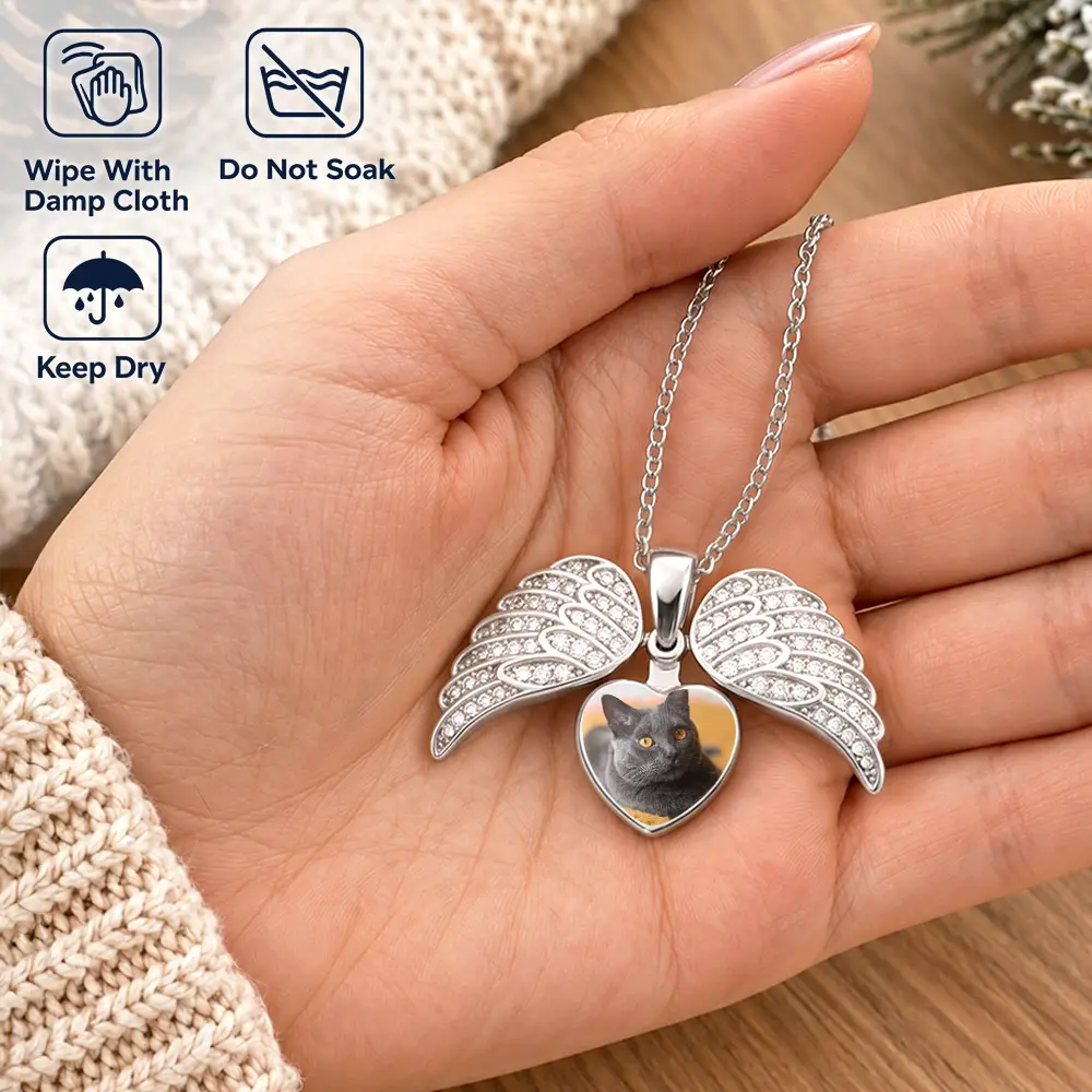 Custom Photo,Sympathetic,Gift For Yourself,Memorial,Gift For Women,Upload Full Photo - Custom Photo Memorial Sympathy Gift For Her - Personalized Hidden Message Necklace