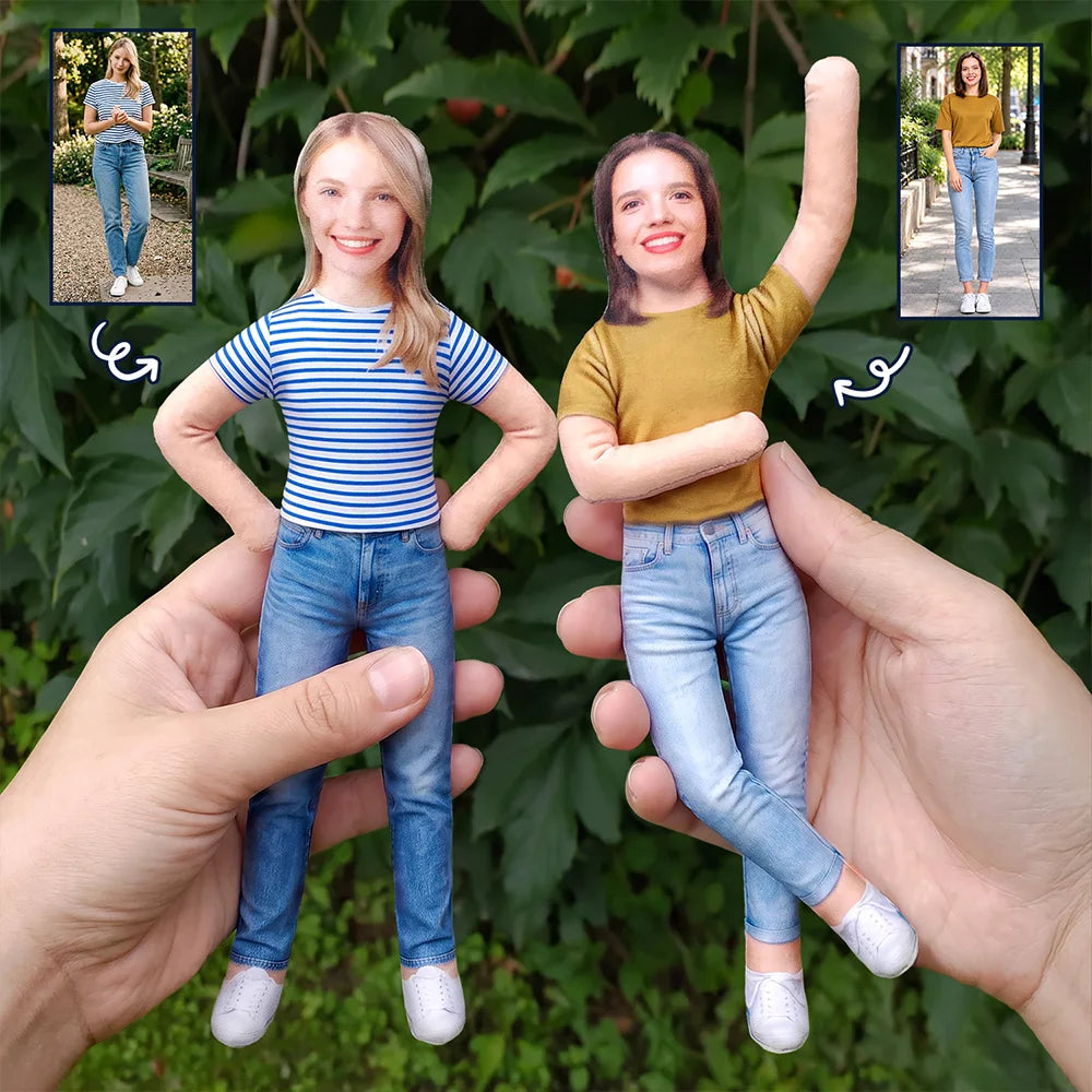Afro Besties,Art Design,Christmas,Custom Photo,Gift For Bestie,Humorous,Photo - Poseable Body Doll ,Top Market - Funny Friendship Gift For Best Friend, Bestie, Coworker, BFF - Personalized Custom Photo Squishy Toy Poseable Plush Doll