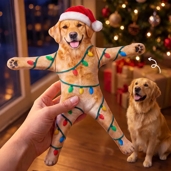 Art Design, Christmas, Custom Photo, Humorous, Pet Lovers, Photo - Christmas Poseable Body Doll - Funny Gift For Dog Mom, Dad, Cat Lover - Personalized Custom Photo Christmas Pet Squishy Toy Poseable Plush Doll