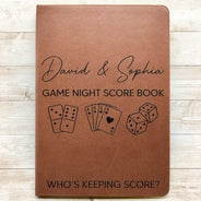 Happy,Funny,Family,Gift For Couples,Top Market - Game Night Score Book Who's Keeping Score - Personalized Leather Journal