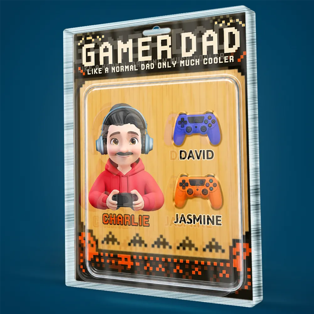 Gift For Father,Dad - Children,Gaming,Vector,Icon,Humorous - Gamer Dad Only Much Cooler - Personalized Custom Shaped Acrylic Plaque