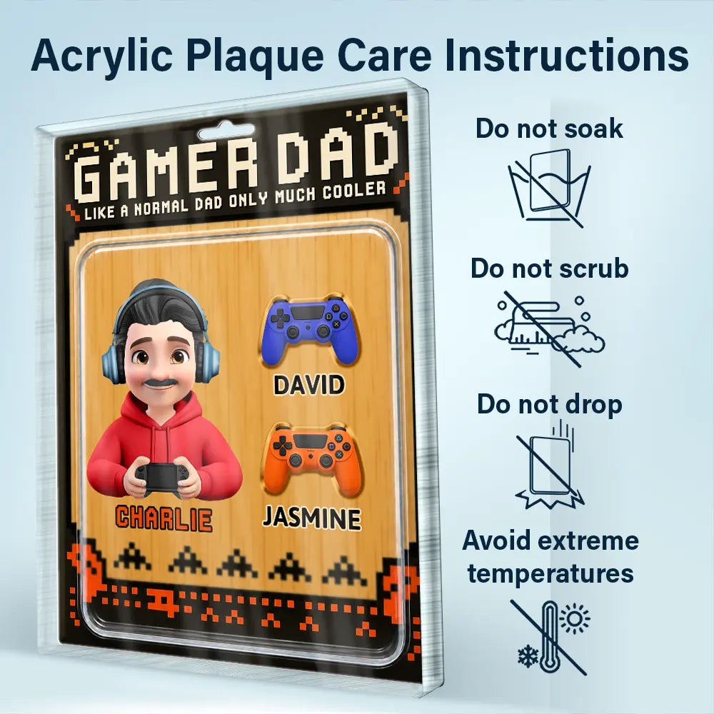 Gift For Father,Dad - Children,Gaming,Vector,Icon,Humorous - Gamer Dad Only Much Cooler - Personalized Custom Shaped Acrylic Plaque