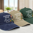 Gardening, Gift For Women, Happy, Gift For Yourself - Garden Hair Don't Care - Personalized Vintage Washed Denim Cap