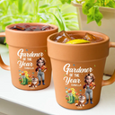 Gardening,Gift For Yourself,Gift For Women,Summer,Happy - Gardener Of The Year With Dogs - Personalized Plant Pot Ceramic Mug