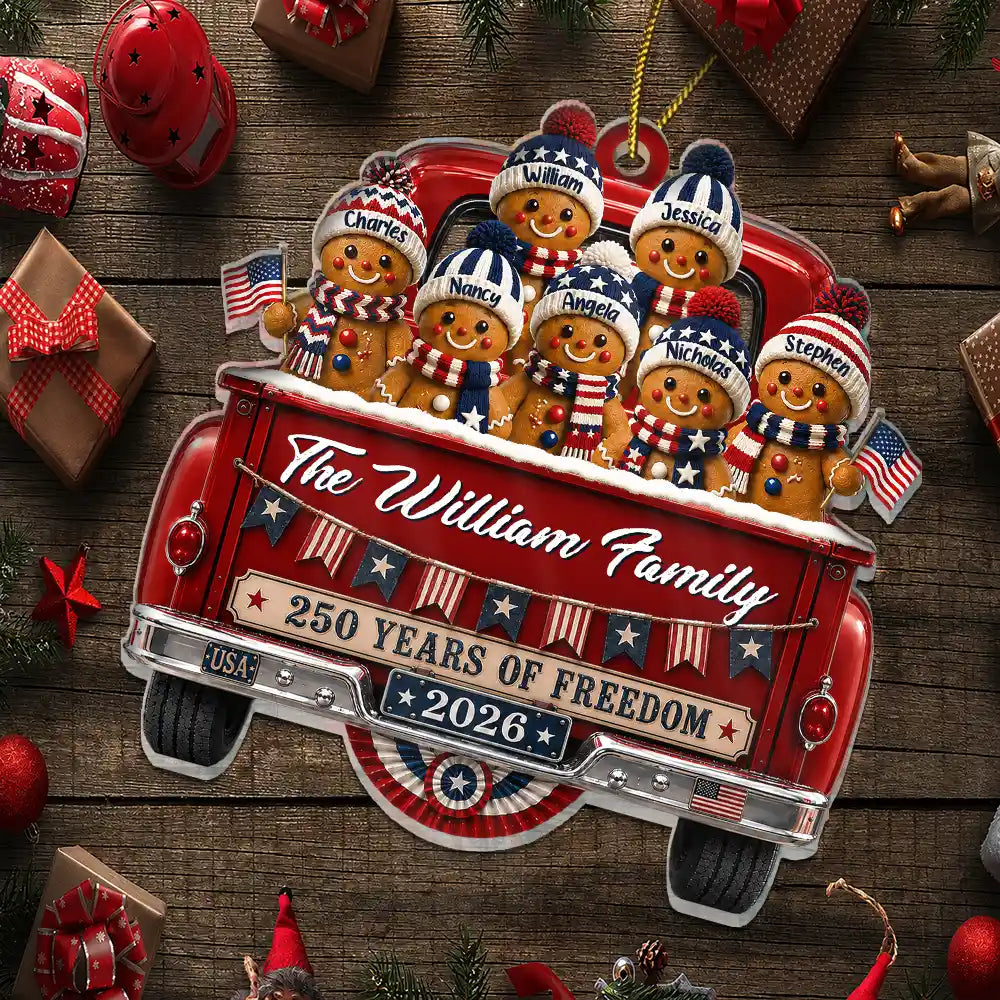 Independence Day,America 250th,Christmas,Proud,Family,Icon - Gingerbread 250 Years Of Freedom - Personalized Custom Shaped Acrylic Ornament