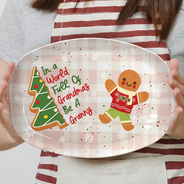 Gift For Women,Gift For Grandma,Love,Christmas - Gingerbread Cookie World Full Of Grandmas - Personalized Plate