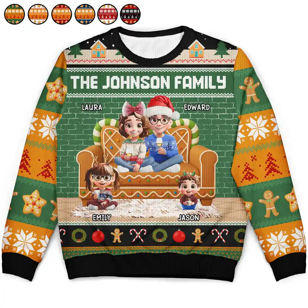 Gingerbread Family - Personalized Unisex Ugly Sweater