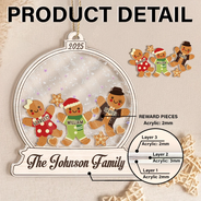 Christmas,Family,Happy - Gingerbread Family Shaker - Personalized 3-Layered Acrylic Shaker Ornament