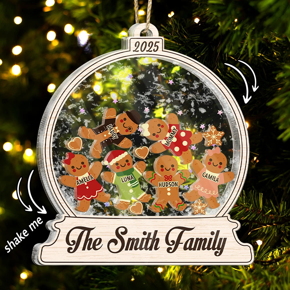 Gingerbread Family Shaker - Personalized 3-Layered Acrylic Shaker Ornament