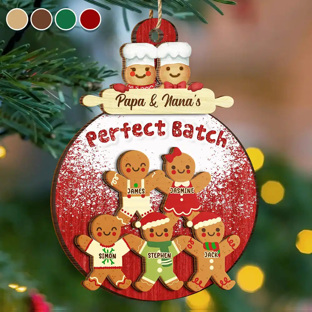Gingerbread Grandparents Parents Perfect Batch - Personalized 2-Layered Wooden Ornament