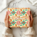 Family,Gift For Bestie,Happy - Gingerbread Initial Custom Name With Bow And Plaid - Personalized Wrapping Paper