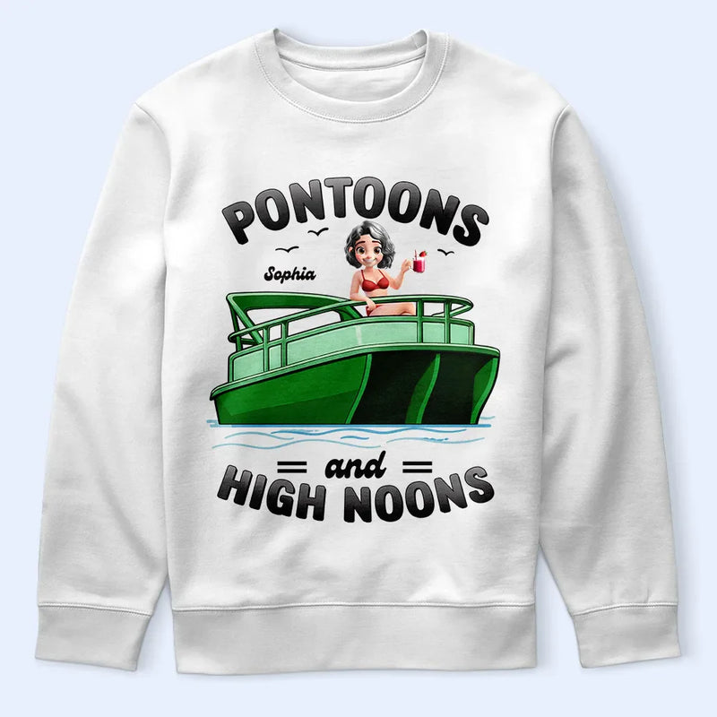 Pontoon, Lake, Gift For Yourself, Happy - Girls Trip Pontoon & High Noons - Personalized T Shirt