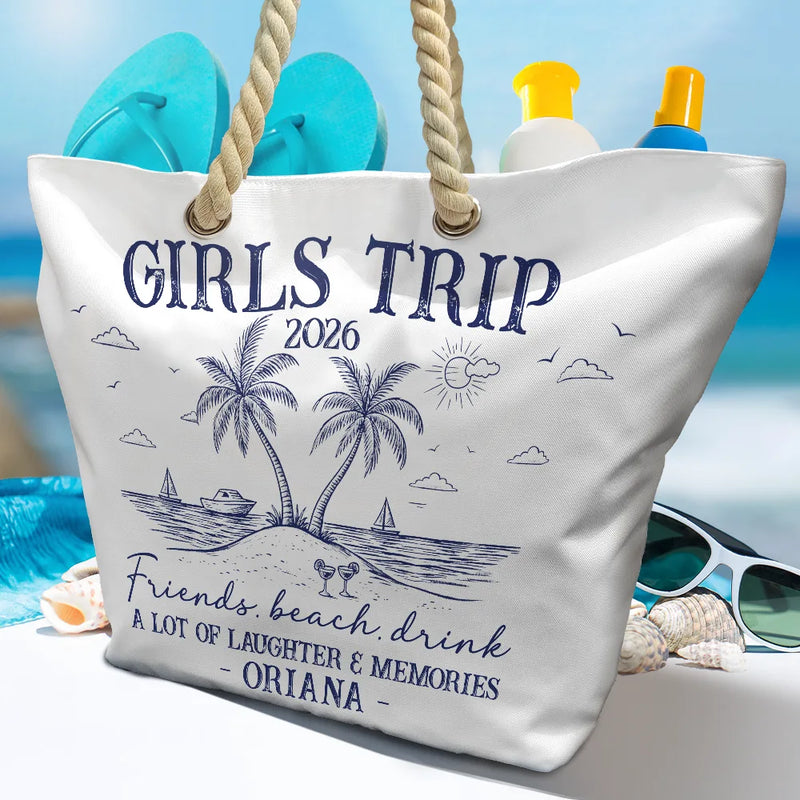 Gift For Bestie, Beach, Summer, Happy, Gift For Women - Girls Trip A Lot Of Laughter & Memories - Personalized Beach Bag