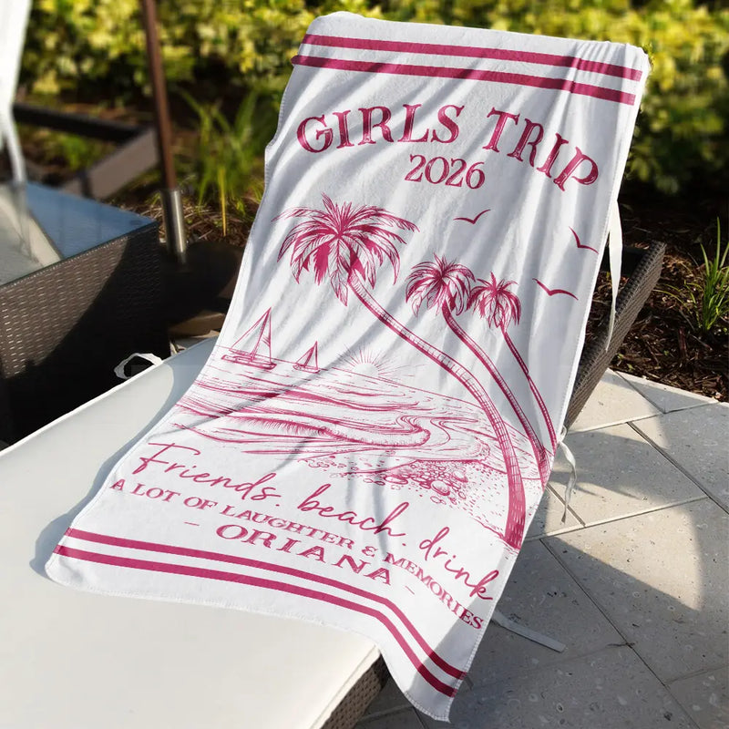 Gift For Bestie, Beach, Summer, Happy, Gift For Women - Girls Trip A Lot Of Laughter & Memories - Personalized Beach Towel