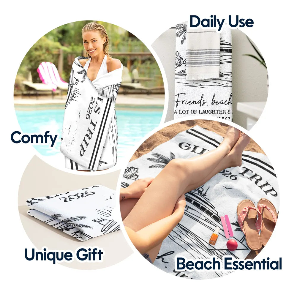 Gift For Bestie, Beach, Summer, Happy, Gift For Women - Girls Trip A Lot Of Laughter & Memories - Personalized Beach Towel