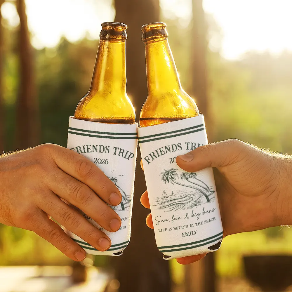 Beach,Gift For Bestie,Family,Happy,Summer - Girls Trip A Lot Of Laughter & Memories - Personalized Can Cooler Sleeve