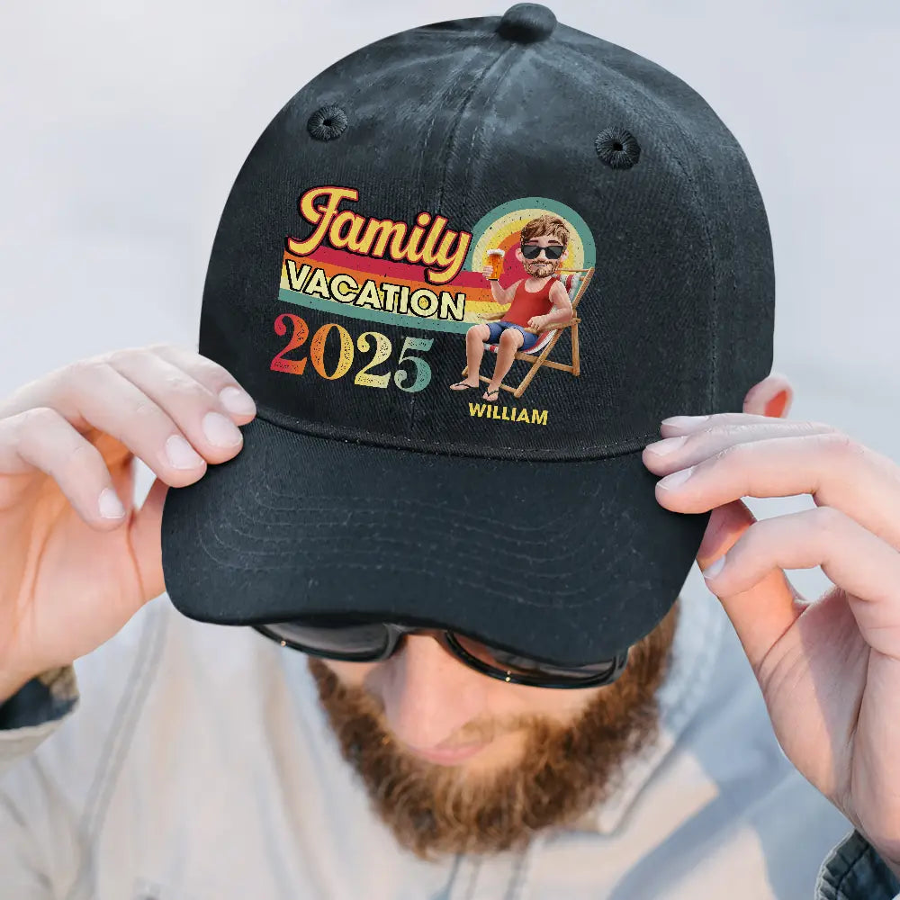 Girls Trip Besties Beach Vacation - Personalized Vintage Washed Denim Cap