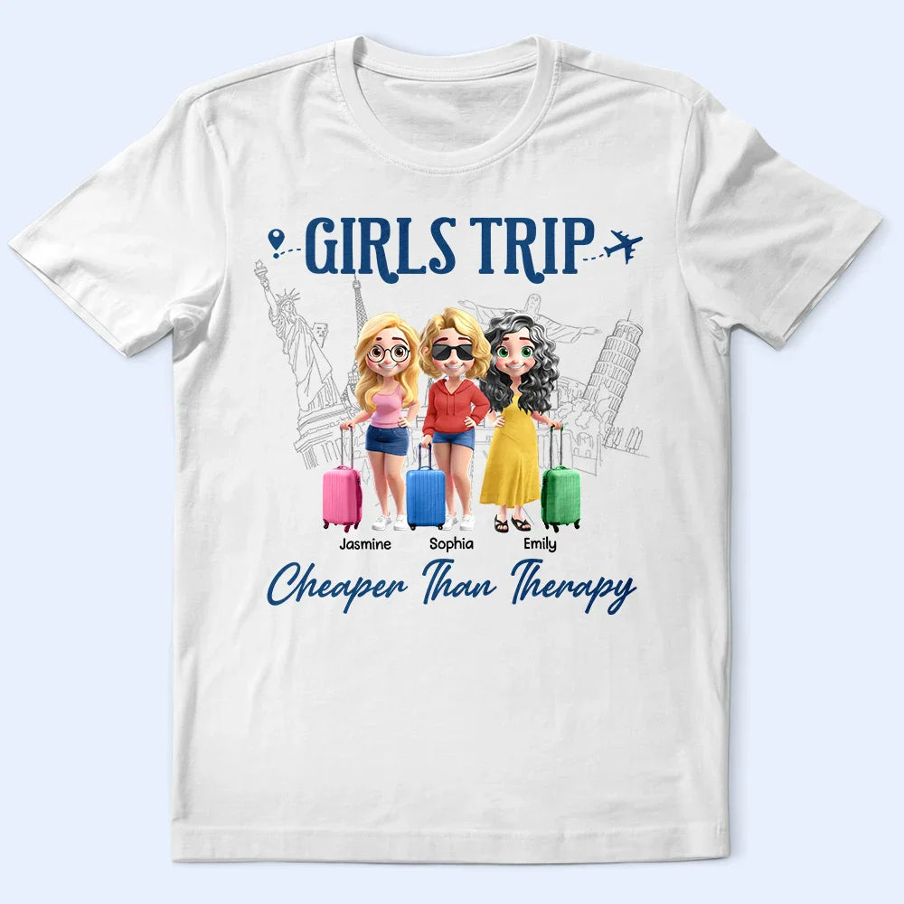 Continue Shopping,Travel,Gift For Bestie,Best friends' Hobby,Gift For Women,Happy - Girls Trip Cheaper Than Therapy 3D Effect - Personalized T Shirt