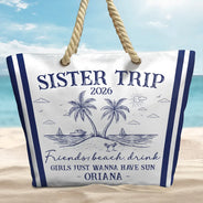 Gift For Bestie,Happy,Summer,Family - Girls Trip Friends Beach Drink - Personalized Beach Bag