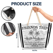Gift For Bestie,Happy,Summer,Family - Girls Trip Friends Beach Drink - Personalized Beach Bag