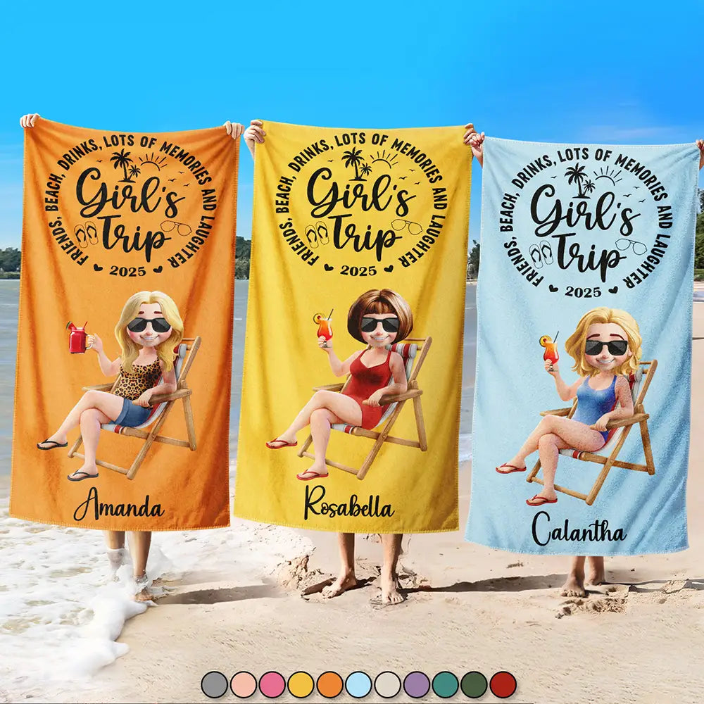 Girls Trip Lot Of Memories - Personalized Beach Towel