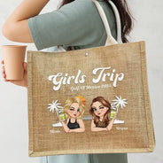 Gift For Bestie,Beach,Summer - Girls Trip Summer Vibe - Personalized Jute Beach Bag