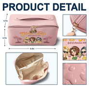 Travel,Beach,Summer,Gift For Bestie,Happy - Girls Trip Summer Vibe - Personalized Leather Makeup Bag