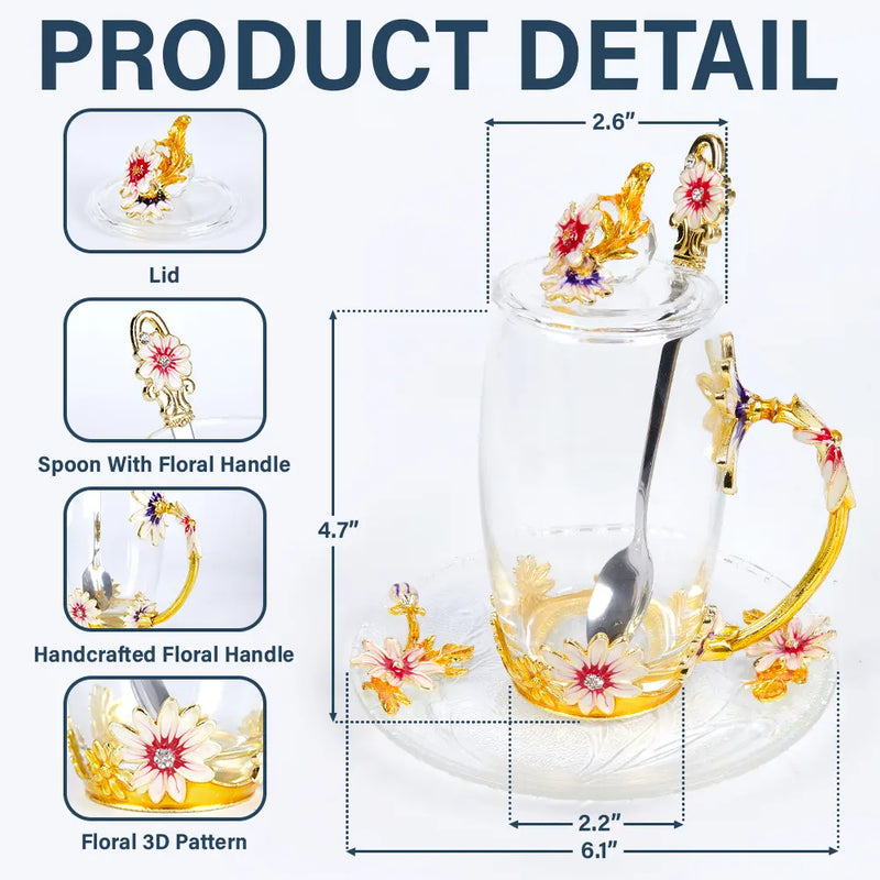 Gift For Grandma, Grandma - Grandkids, Gift For Mother, Happy - First Mom Now Grandma - Personalized Glass Flower Tea Cup