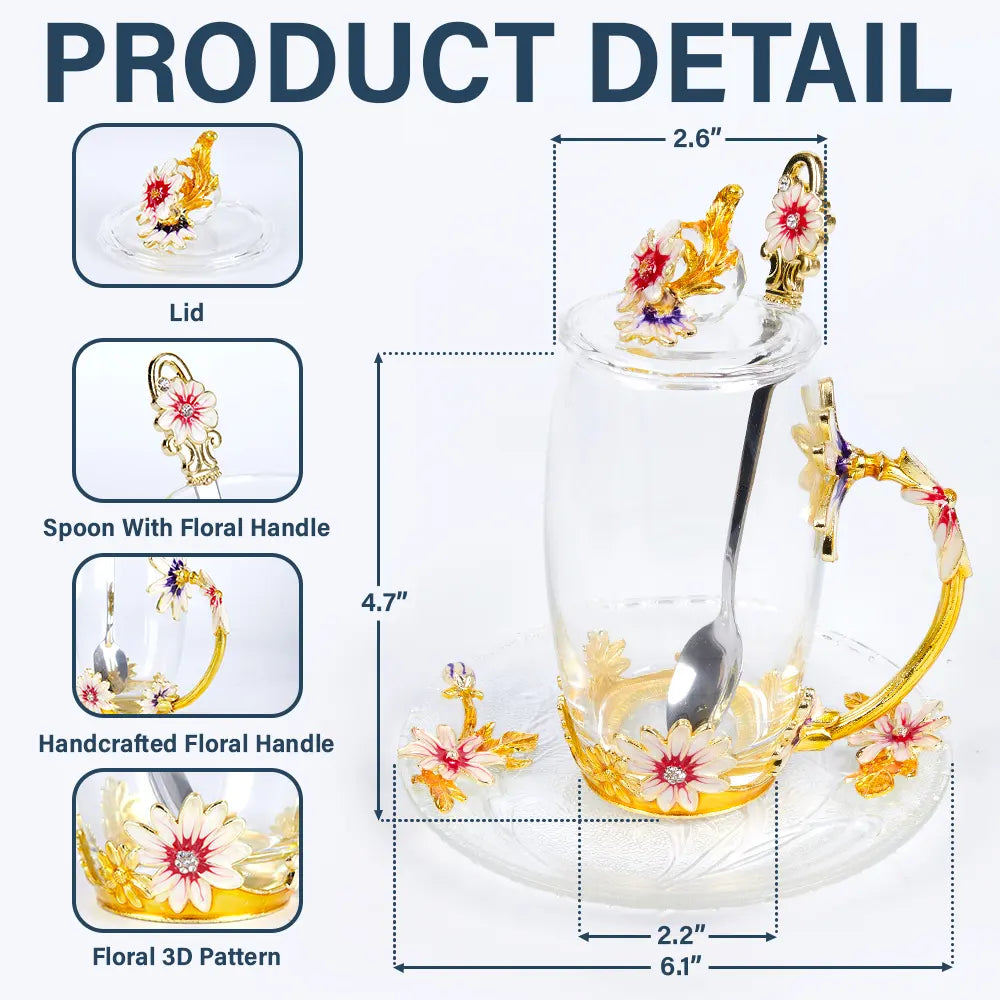 Gift For Bestie, Old Best friends, Gift For Sisters, Happy - It Takes A Long Time To Grow Old Friends - Personalized Glass Flower Tea Cup