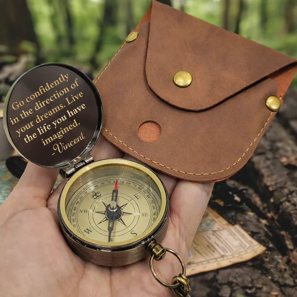 Graduation,Gift For Women,Gift For Men,Happy,Gift For Yourself - Go Confidently In The Direction Of Your Dreams - Personalized Engraved Brass Compass