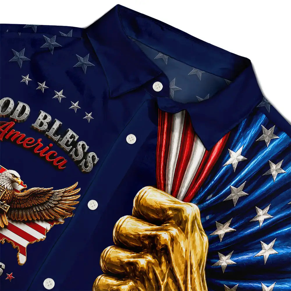America 250th, Independence Day, Gift For Yourself, Proud, Custom Text - God Bless America - Personalized Hawaiian Shirt