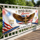 America 250th,Independence Day,Family,Proud,Custom Text - God Bless America - Personalized Horizontal Banner