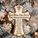 Christian,Christmas,Family - God Bless Our Home - Personalized 2-Layered Wooden Ornament