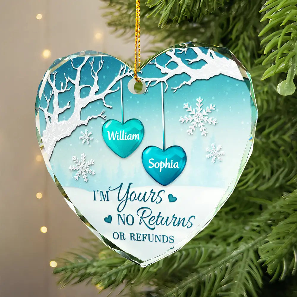 Gift For Couples, Gift For Husband, Gift For Wife, Gift For Boyfriend, Gift For Girlfriend, Christmas, Christian, Love - God Gave Me You - Personalized Heart Shaped Glass Ornament