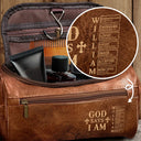 Gift For Men,Christian,Gift For Boyfriend,Gift For Husband,Gift For Uncle,Gift For Grandpa,Gift For Father,Gift For Son,Gift For Brothers,Gift For Yourself - God Says I Am - Personalized Leather Toiletry Bag