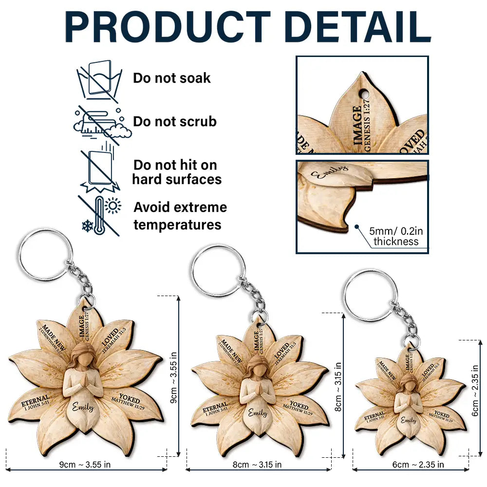 Christian,Gift For Yourself,Gift For Wife,Gift For Girlfriend,Gift For Women,Gift For Aunt,Gift For Mother,Gift For Grandma - God Says I Am Bible Verse Lily Flower - Personalized Wooden Keychain