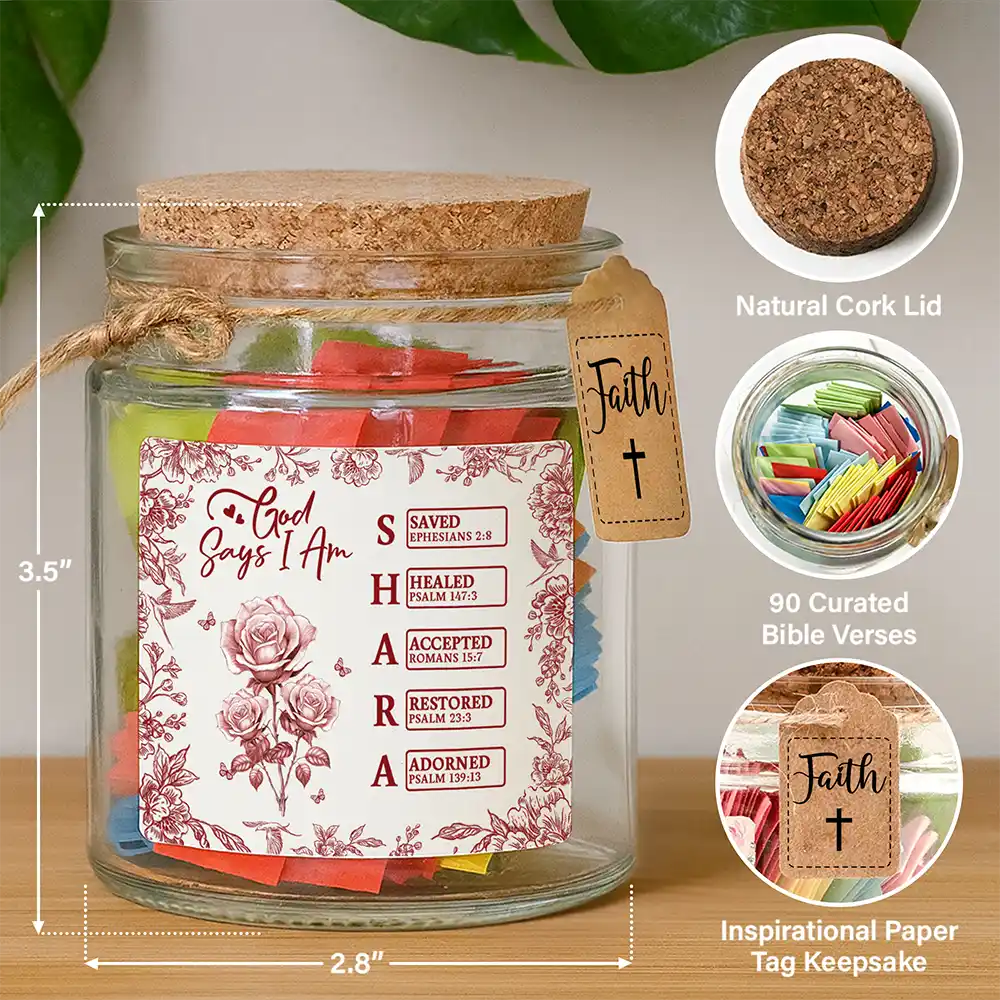 Love,Gift For Yourself,Christian - God Says You Are - Personalized Bible Verse Jar