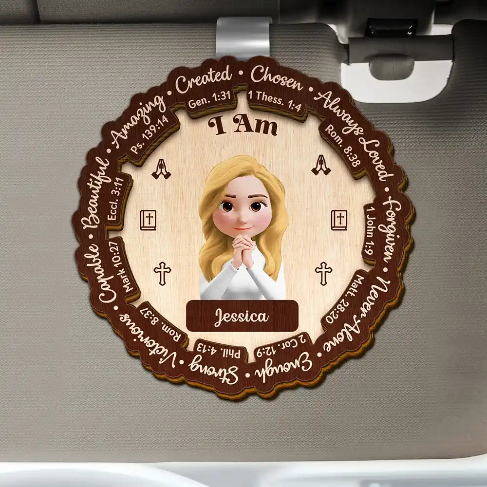 Christian,Gift For Yourself - God Says You Are Bible Affirmations - Personalized Custom Shaped Car Visor Clip